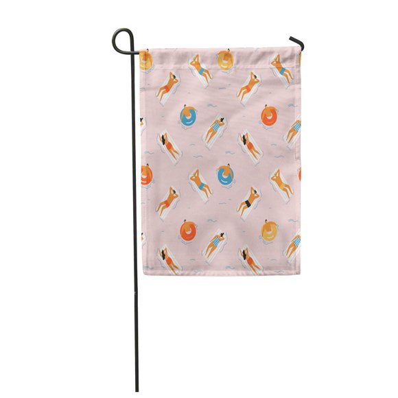POGLIP Hawaii Summer Time Beach in People Swimming Sunbathing and Relaxing The Ocean Se Garden Flag Decorative Flag House Banner 12x18 inch