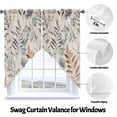 thumbnail image 3 of Vintage Pastoral Leaves Swag Curtain Valance for Windows, Brown Leaf Farmhouse Linen Texture Window Treatments Short Swag Topper for Kitchen Windows Bathroom Bedroom, 36"x63", 3 of 8