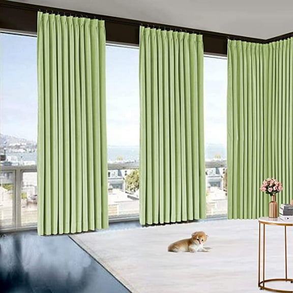 Amay Blackout Double Pinch Pleat Curtain Panel Light Green 50"W x 228"L- 1Panel