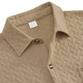 thumbnail image 4 of MIXUE Mens Casual Button Down Shirts Summer Solid Color Lapel Short Sleeve Fashion Comfortable Tops Streetwear,Brown,XXXL, 4 of 9