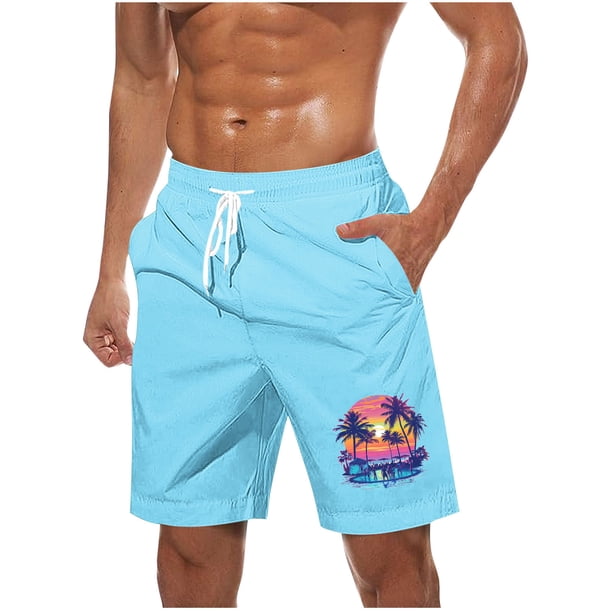 Pantalones Cortos Casuales para Hombre Imprimir con Bolsillos Pantalones de Playa de Cintura Elástica, Pantalones Cortos de Cintura Elástica para Hombre