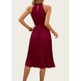 thumbnail image 3 of FreshPretty Women's Summer Sleeveless Halter Neck Pleated Midi Cocktail Dresses A Line Flowy Beach Sun Dress with Belt, 3 of 5