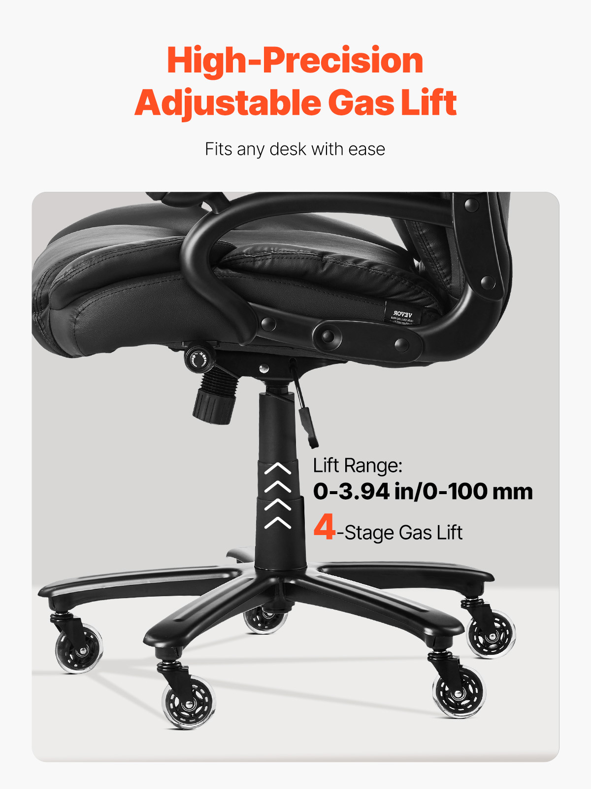 KFFKFF Managerial Chair, Elevated Backrest Workstation Seat with Dial-Controlled Lower Back Support, Comfortable Task Chair with Adjustable Incline & Elevation, Faux Leather Revolving Chair