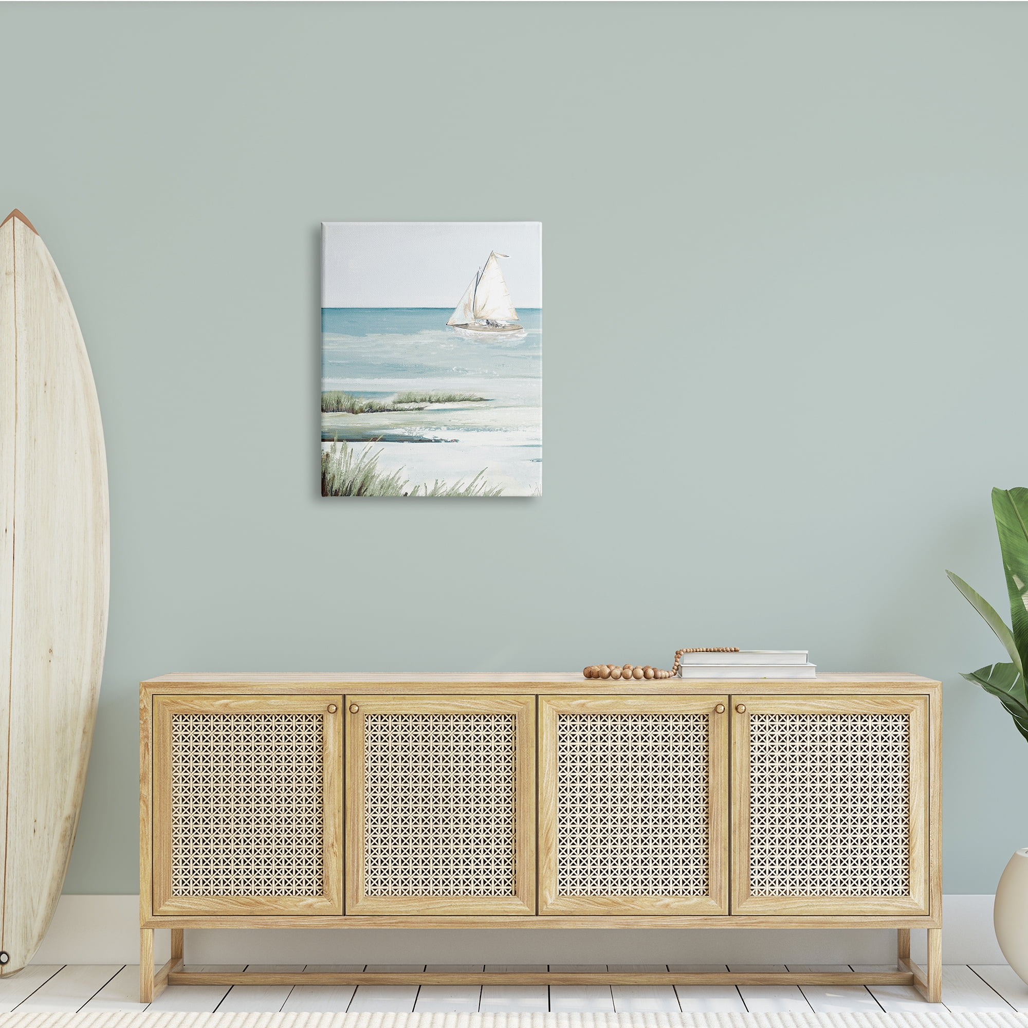 Stupell Indtries Sailing the Bay Soft Traditional Grassy Nautical Landscape,24 x 30,Design by Patricia Pinto
