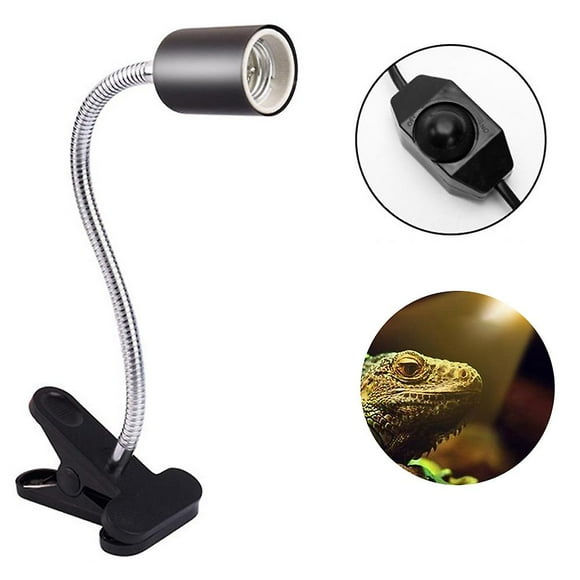 Reptile heat lamp, ideal for turtles, with 360-degree rotating clip, flexible, adjustable, black color (bulb not included).