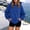 Blue, variant on Women's Casual Hoodies Long Sleeve Solid Lightweight Pullover Tops Loose Sweatshirt with Double Flap Pockets White