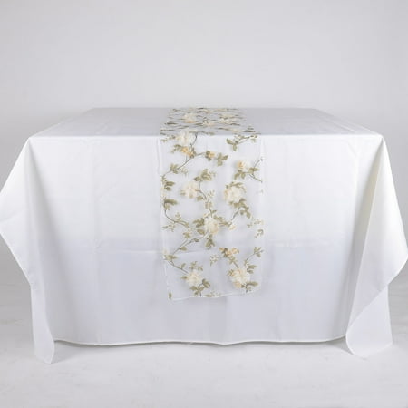 

Ivory Organza with 3D Roses Table Runner