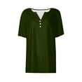 thumbnail image 4 of Ltctricy T Shirts for Women Soft Casual Short Sleeve V Neck Quarter Button Solid Color Tunic Tops Loose Tee Blouses, 4 of 5