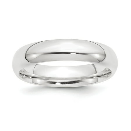 - Platinum Solid Polished Engravable 5mm Half-Round Comfort Fit Lightweight Band Ring - Ring Size: 4 to 12