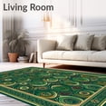 thumbnail image 2 of ODIKA 5'x7' Machine Washable Non-Slip Area Rug, Vintage Boho Green Circle with Spiral and Gold Accents High Traffic Rug, Green, 92855, 2 of 7