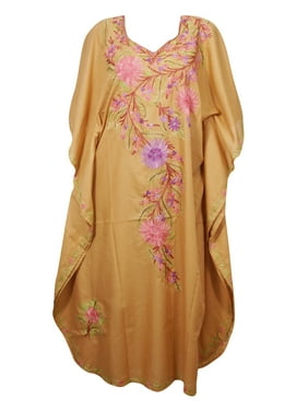 Mogul Women Maxi Caftan Dress Boho Hippie Chic Embellished Coverup Evening Gown 3XL