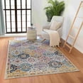 thumbnail image 3 of Mark&Day Area Rugs, 5ft Round Emilly Traditional Saffron/Burnt Orange Area Rug, Orange Yellow Blue Carpet for Living Room, Bedroom or Kitchen (5'3" Round), 3 of 12