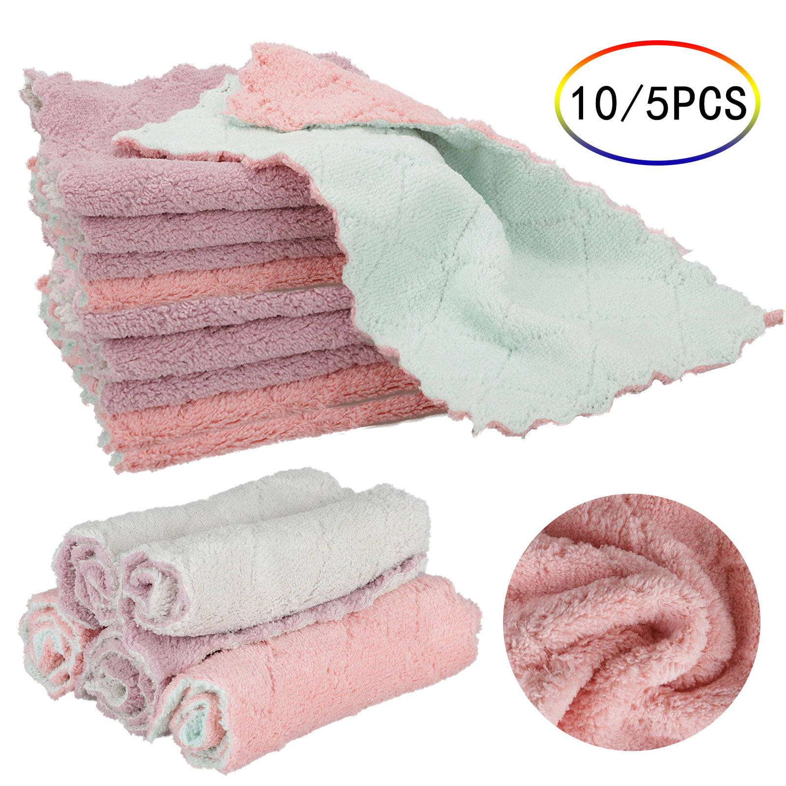 Cleaning Cloth Microfiber Kitchen Towels Wash Duster For Home Supplies 5pcs New 