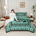 thumbnail image 4 of Feelyou Cartoon Rustic Bear Queen Comforter Set for Kids, Green Western Boho Aztec Bedding Sets, Rustic Lodge Cabin Reversible Bedding Comforter Set, Super Cozy Room Decor, 3-Piece, 4 of 8