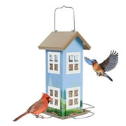 Kingsyard Colorful Bird Feeders House for Outside Hanging Weatherproof Carden Country Backyard Metal 1.6lb Bird Seed Capacity for Finch Cardinal Blue Bird, Easy Cleaning & Refills