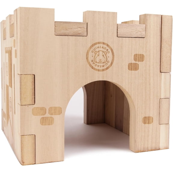 GuineaDad Guinea Pig Hideout & House – Wooden Hideaway Bed, Hut & Furniture for Small Pets | Cozy Guinea Pig Hidey with Natural Design & Accessorie