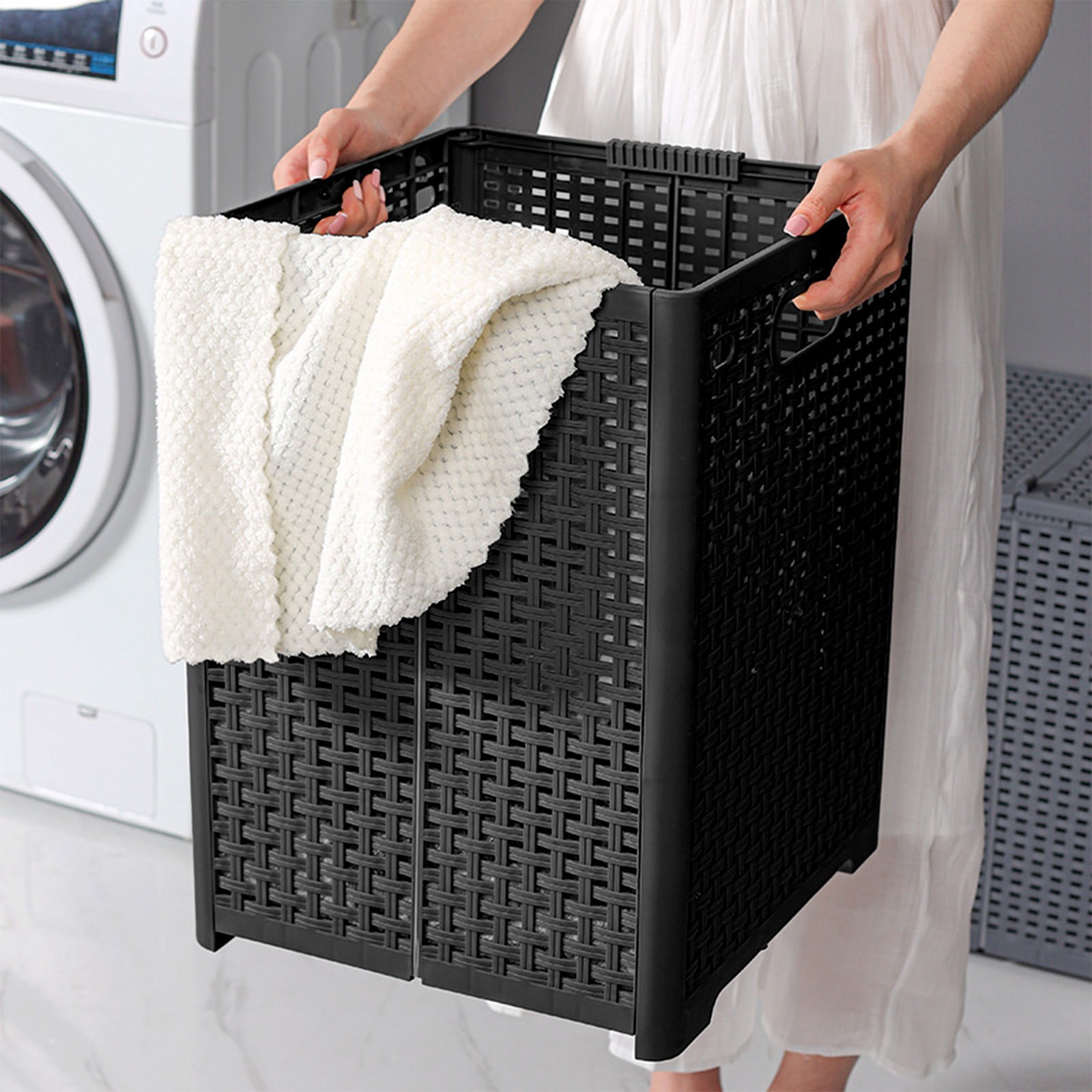 XGFHYJEH Dirty Clothes Hamper, Collapsible Laundry Basket with Handles, Foldable Laundry Bag, Decorative Storage Container, Folding Big Washing Bin for Bedroom, Entryway, Bathroom