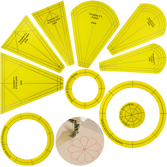 10-Piece Acrylic Quilting Template Set | Transparent Sewing Machine Base Templates | Petal, Cup & Curved Shapes for DIY Quilting & Garment Design | For Beginners & Professionals