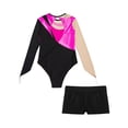 thumbnail image 6 of Haitryli Girls Shiny Long Sleeve Ballet Dance Leotard Gymnastics with Sports Shorts 2Pcs Tracksuit Performance Costume Hot Pink&Black 8, 6 of 7