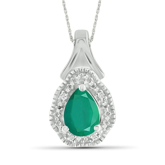 JewelersClub 3/4 Carat T.G.W. Emerald And White Diamond Accent Sterling Silver Pendant