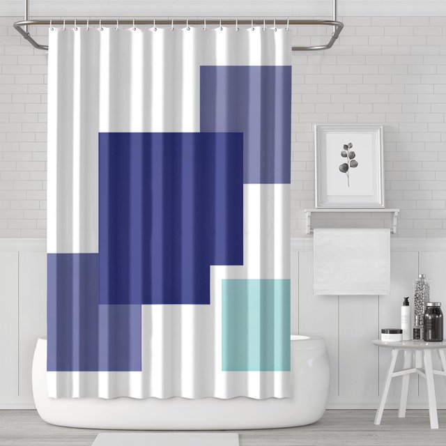 Shower Curtain Set with Snap-in,Contemporary Elegant Design Geometry (3) Shower Curtains Reusable Shower Liner,Pattern Polyester Shower Liner,72x72Inch