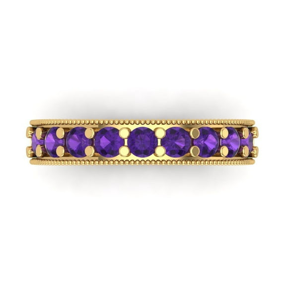 0.81 ctw Wedding Band for Women - 18K Yellow Gold Natural Amethyst Stackable Eternity Ring