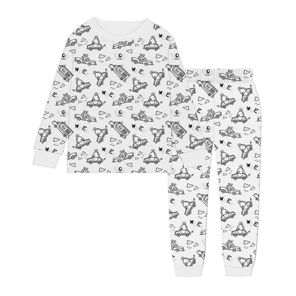 Big Girls' Outfit Sets Diy Hand Painted Homewear Colouring Pajama Boy Can Play With Wear Kids Clothing Vêtements Pour Filles Size 8-9T