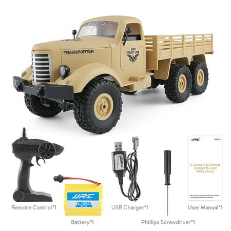 1 10 Brushless Rc Car Motors JJRC Q60 RC Military Car 1:16 2.4G 2CH 6WD Remote Control 6WD Tracked Off-Road RC Truck RTR Brush motor Birthday Gifts ()
