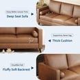 thumbnail image 3 of COZONY 81" Mid-Century Modern 3-Seater Faux Leather Sofa with Deep Seats, Stain-Resistant PU for Living Room, Apartment, Office,Brown, 3 of 9