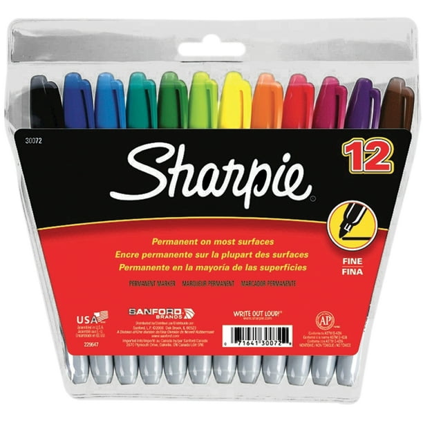 Sharpie Permanent Markers, Fine Point, Assorted Colors, 12 Count in