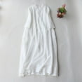 thumbnail image 2 of TSADFHJI Jupes Longues pour Femmes Hiver Mode Été Élégante Col en V Plissé Robe Décontractée à Manches Courtes TG Blanc, 2 of 6