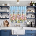 thumbnail image 2 of Curtains 84 Inches Long 2 Panels, Pink Flowers Grommets Window Treatment Curtain, Spring Floral Daisy Pastoral Botanical Sky Blue Thermal Curtains Drapes for Living Room/Bathroom, 2 of 9