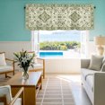 Valances for Windows Retro Green Flower Rod Pocket Short Curtain for ...