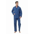 thumbnail image 4 of Apparonia Conjunto de Pijamas para Hombre de Algodón con Cuello con Muesca Pijamas para Hombre de Manga Larga Ropa de Dormir para Hombre con Bolsillos y Frente Fly Cuadros Azules XXL, 4 of 6