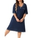 thumbnail image 2 of Camisones de mujer de tallas grandes Agnes Orinda, con cuello en V, manga corta, sueltos, con botones decorativos, pijamas casuales 3X azul marino, 2 of 6