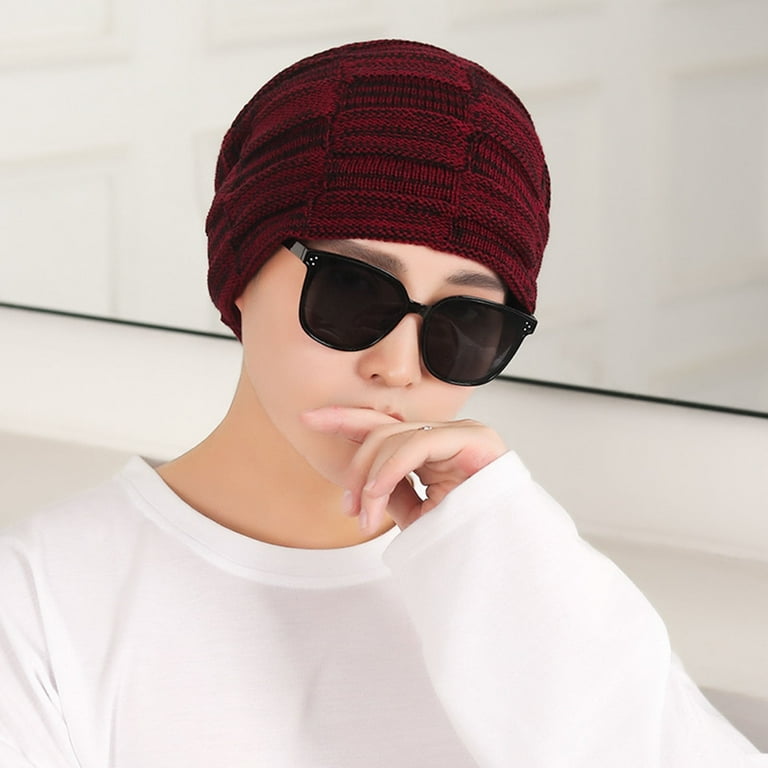 Waroomhouse Fleece Lining Knitted Hat Winter Geometric Patterns