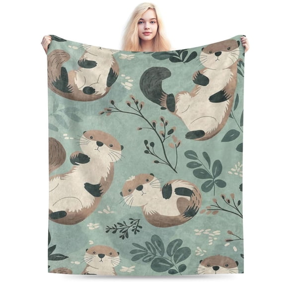 Otter Fleece Blanket , Cute Animal Throw Blanket 50x40