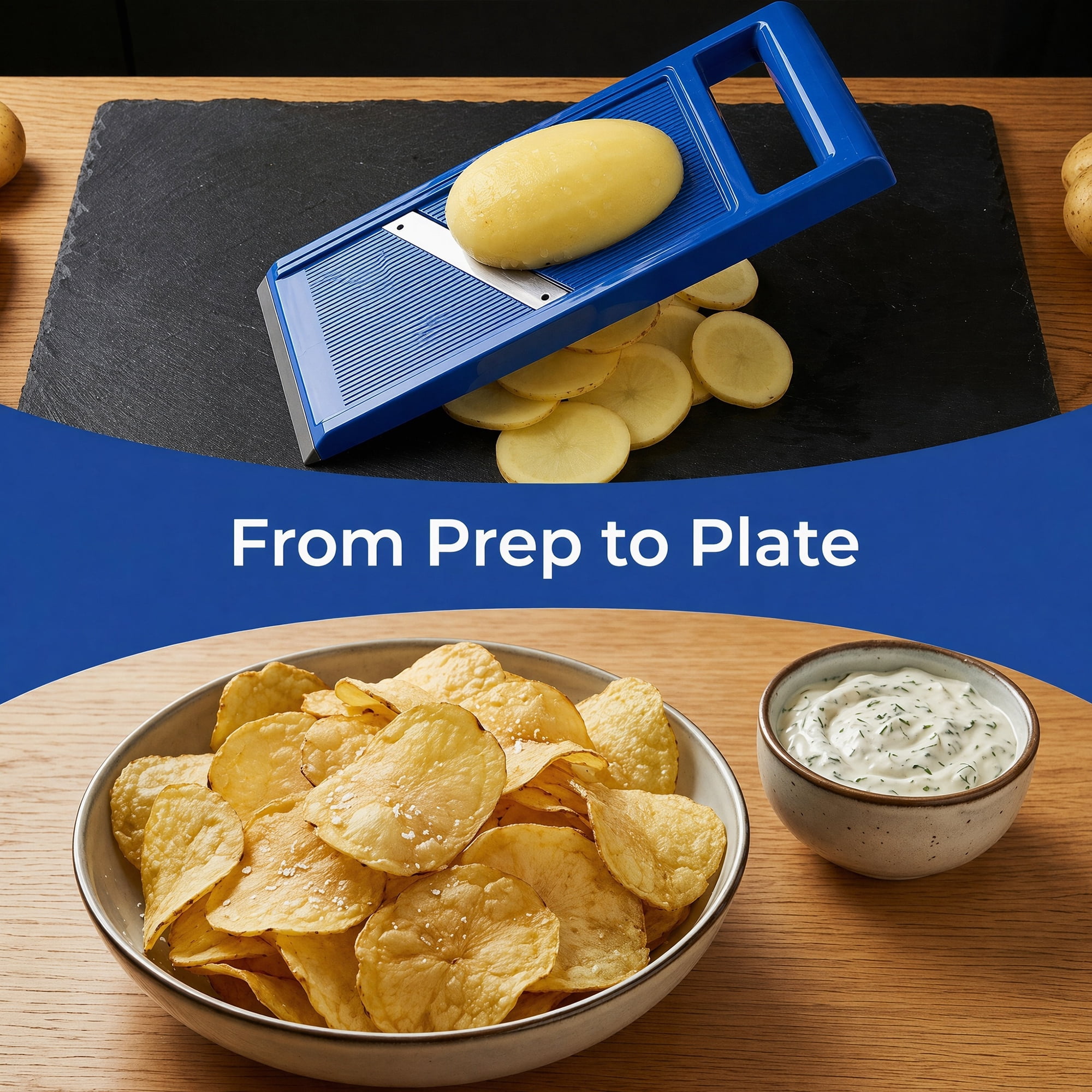 Mandoline Slicer for Kitchen, Vegetable Chopper Multifunctional Cutter for Potato Onion Blue 10.8" x 4.2"