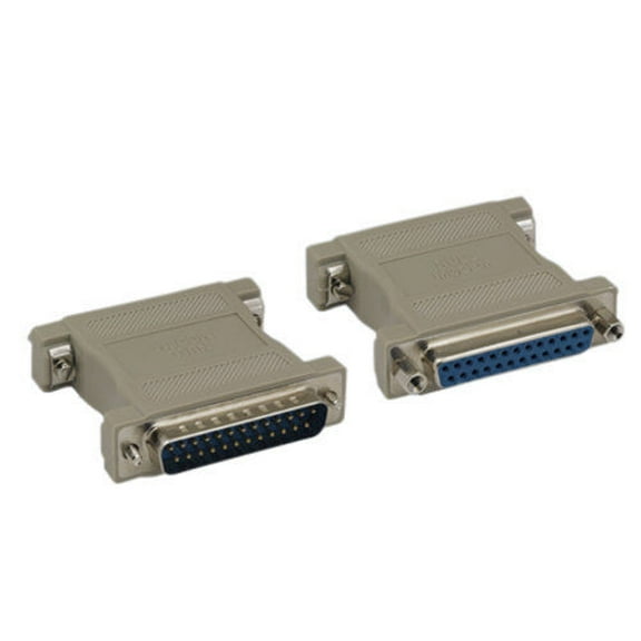 Kentek DB25 Male to Female M/F Molded Null Modem Adapter Gender Changer Coupler RS-232 Crossover Type Data Transfer DTE DCE