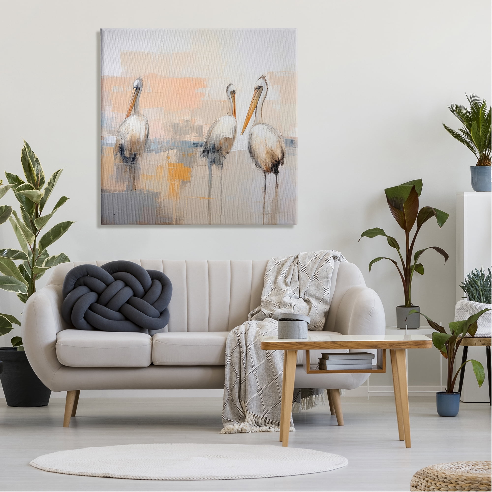 Stupell Industries Modern Pelicans Trio Animals & Insects Painting Gallery Wrapped Canvas Art Print Wall Art, 36 x 36