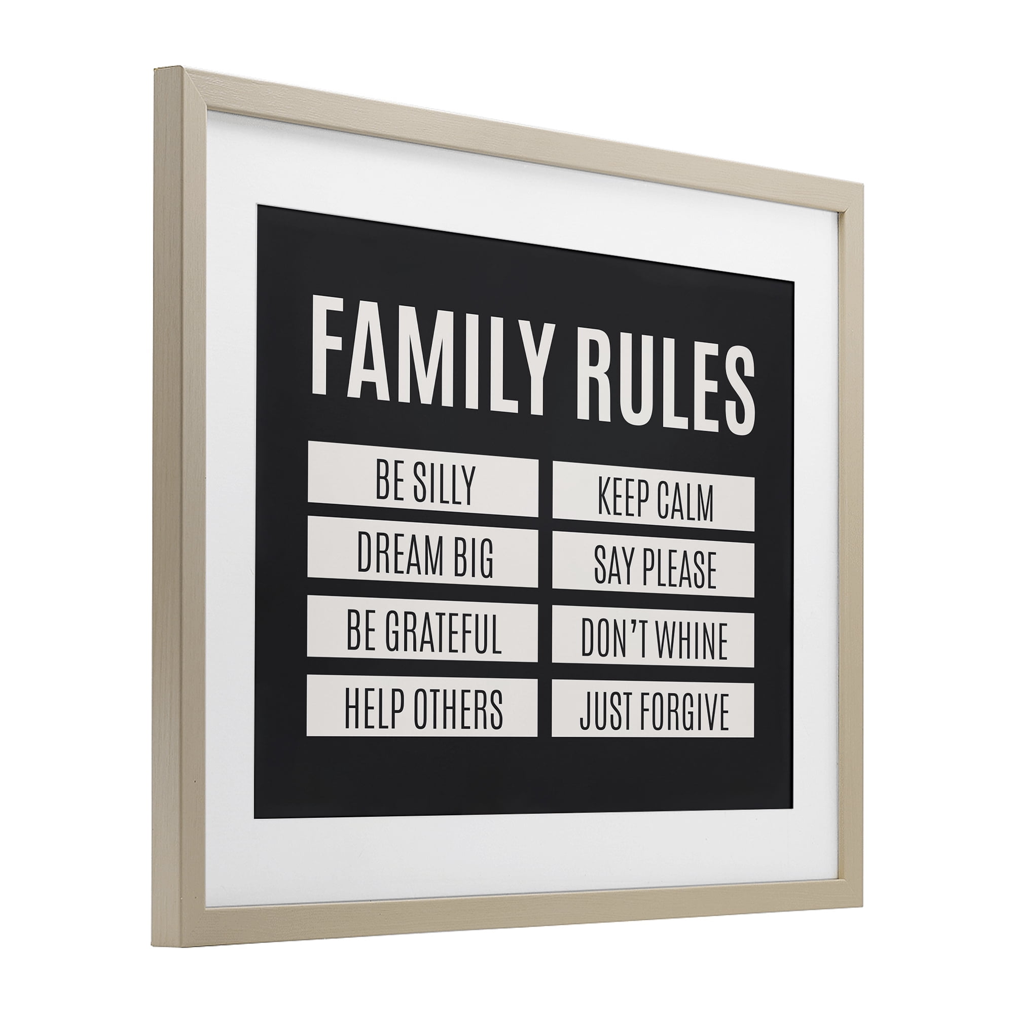 Stupell Industries Family Rules Simple Black Birch Framed Print Under Glass, design by SD Graphics Studio