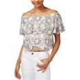 thumbnail image 1 of Rachel Roy Womens Lace Crop Knit Blouse, Grey, X-Large, 1 of 1
