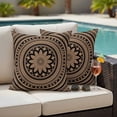 thumbnail image 4 of 2 Pack Outdoor Waterproof Throw Pillow Covers,Abstract Brown Flowers Decorative Square Pillow Case Patio Pillowcases for Chair Couch Sofa 16x16in, 4 of 9