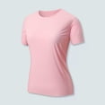 thumbnail image 2 of Delayuji Workout Tops for Women Short Sleeve Yoga Shirts Sports Gym Tshirts Running Top 80+ Sun Pink M Nylon,Spandex Short Sleeve Shirts for Women, 2 of 8