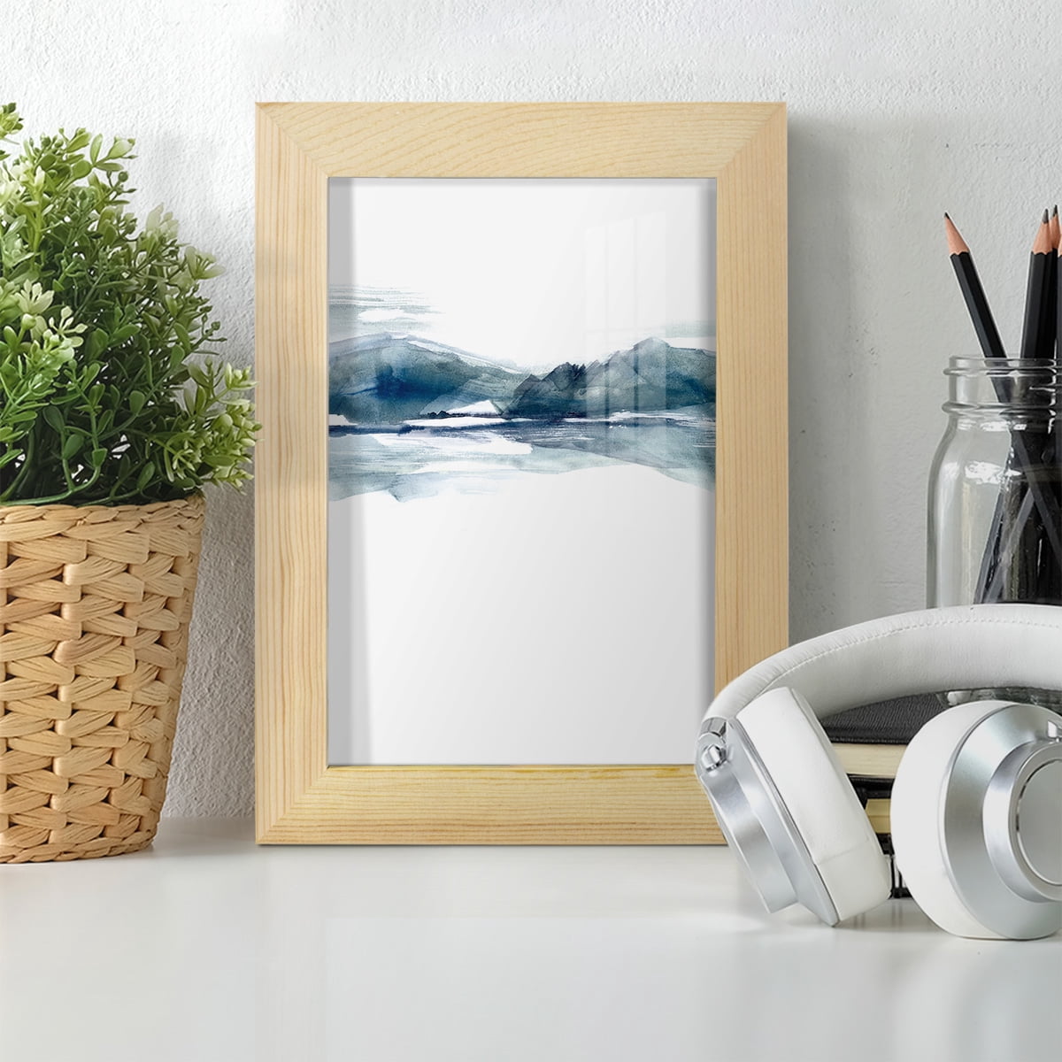 Stark Horizon II - Framed Print w/glass - Natural Wood