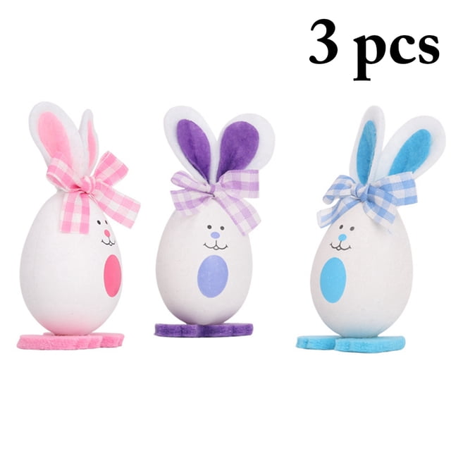 Bangcool 3PCS Easter Eggs Foam Lovely Rabbit Desk Ornaments Table Decorations