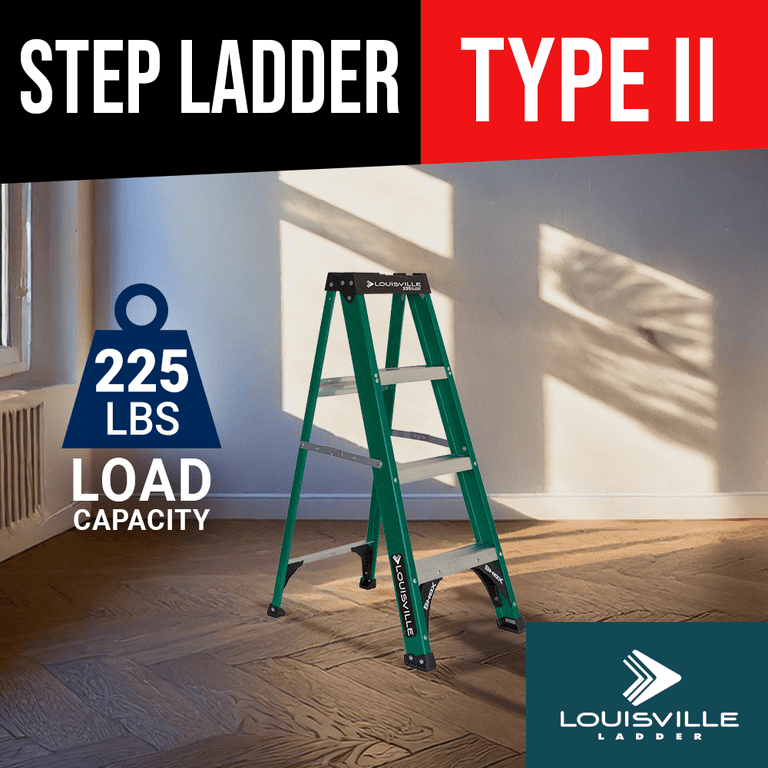 Louisville Ladder 4-Foot Fiberglass Step Ladder, 225-Pound Load
