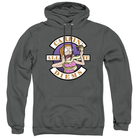 Rick and Morty Carp En All Them Diems Unisex Adult Pull-Over Hoodie, Charcoal, Small