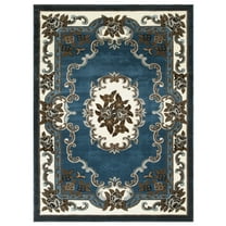 Allstar 5x7 Traditional Area Rug in Blue with Ivory French Aubusson design (5' 2" x 7' 1")