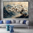 thumbnail image 2 of Mudket White Plum Blossom with Gold Branch & Mountain Canvas Wall Art, Vintage Floral Wall Decor, Framed Ready to Hang Artwork for Living Room Bedroom Office - 12"L x 8"W, 2 of 10